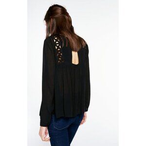 ba&sh NWOT Womens Embroidery Black Shirt Blouse Sz 3 Long Sleeve